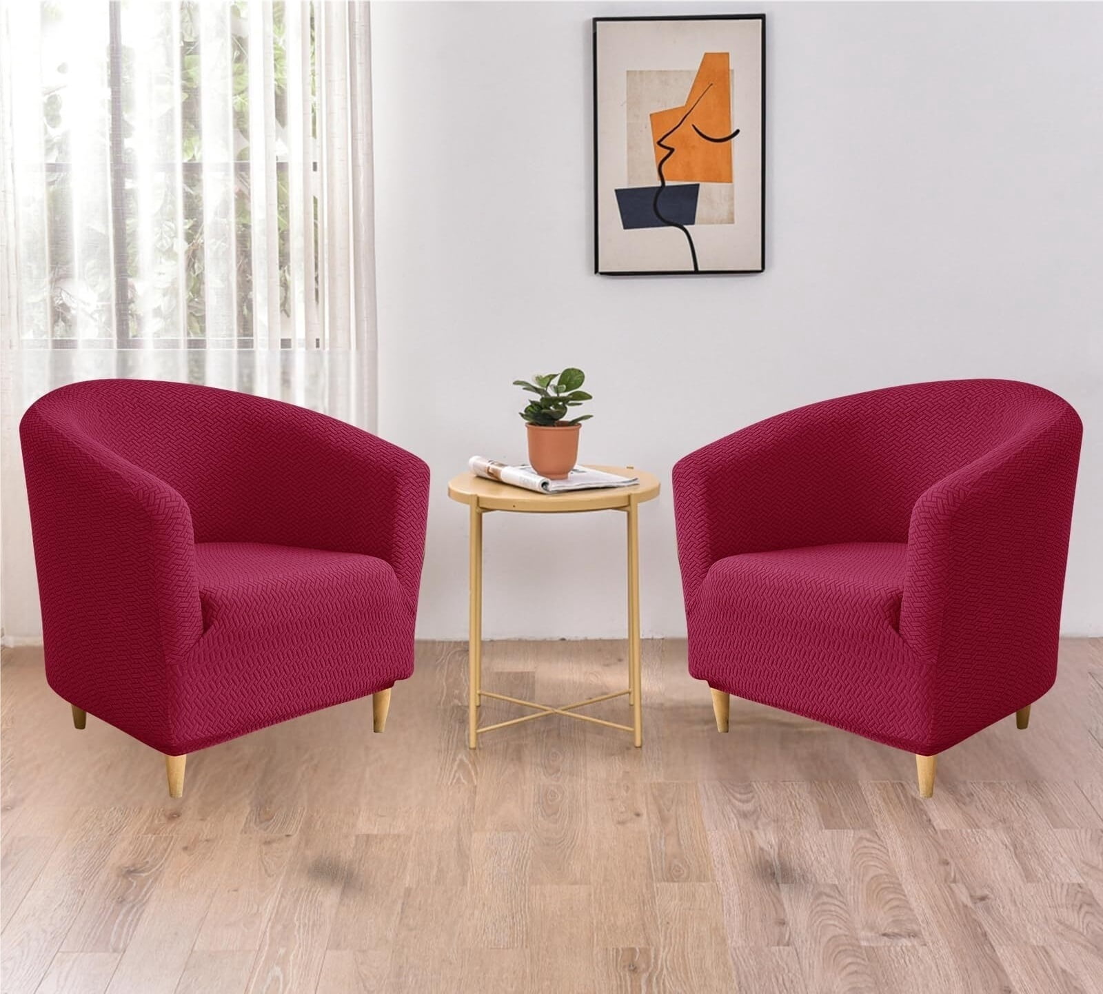 LKJYER Club Chair Slipcover Jacquard Barrel Chair Covers Stretch Tub Chair Slipcovers Soft Armchair Sofa Covers Removable Couch Cover Protector for Living Room Hotel Restaurant