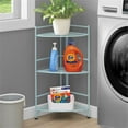 thumbnail image 2 of Pemberly Row Three-Tier Folding Metal Corner Shelf with Seafoam Blue Metal Frame, 2 of 8