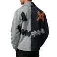 thumbnail image 6 of GrmtClth Autumn Mens Halloween Haunted House Collared Jacket Long Sleeve Snap Closure Loose Fit Spooky Season Outerwear Light Gray M, 6 of 6