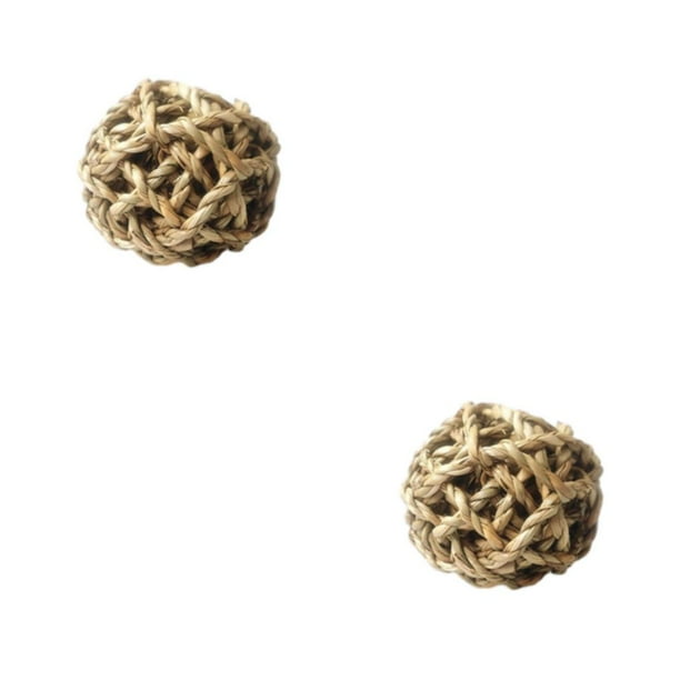 Billuyoard Para espacios pequeños, bolas para masticar hierbas para vida compacta, animales pequeños, bolas de juego, juguetes para masticar bola de pastos de agua 7cm 2Conjunto