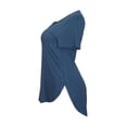 thumbnail image 2 of eVogues Plus size V-Neck Lace Up Curved Hem Top Blue, 2 of 4