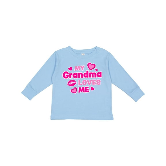 Inktastic My Grandma Loves Me with Hearts and Kiss Boys or Girls Long Sleeve Toddler T-Shirt