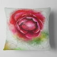 thumbnail image 2 of Designart Large Blooming Red Rose on White - Flowers Throw Pillowwork - 18x18, 2 of 5
