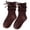 Coffee, variant on Girls Ribben Knit Ruffle Crew Socks Bow Decor Double Frilly Ankle Socks Soft Cotton Breathable Princess Long Sock