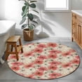 thumbnail image 3 of Round Rug 3.3Ft Washable Non-Slip, Spring Flowers Circle Area Rugs for Living Room Bedroom, Chinese Botanical Pink White Blooms Floral Indoor Floor Mats Carpet Runner for Home Decor Aesthetic, 3 of 8