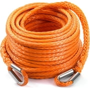 Winch Rope Extension, 3/8'' x 92ft Synthetic Winch Extension Rope, 26,500 Lbs Winch Extension Line for Off Road Vehicle ATV UTV SUV Jeep(Orange)
