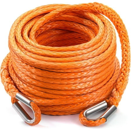 Winch Rope Extension, 3/8'' x 92ft Synthetic Winch Extension Rope, 26,500 Lbs Winch Extension Line for Off Road Vehicle ATV UTV SUV Jeep(Orange)