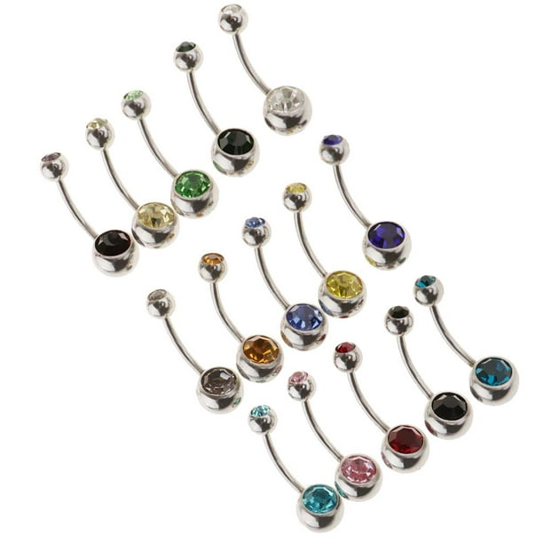 1/9Pcs Women Color Coat Dual Ball Barbell Belly Button Navel Ring Piecing  Jewelry 