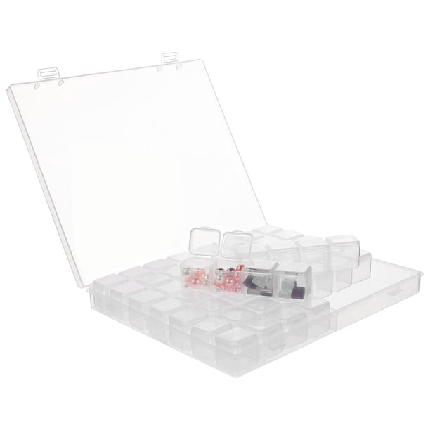 FELTECHELECTR Frcolor - Organizador de 56 compartimentos para almacenamiento de cuentas de decoración de uñas, caja de plástico transparente para exhibición de joyas