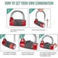 thumbnail image 4 of Gym Locker Lock, 5 Letter Combination Lock Password Sturdy Security Padlock (red), 4 of 5