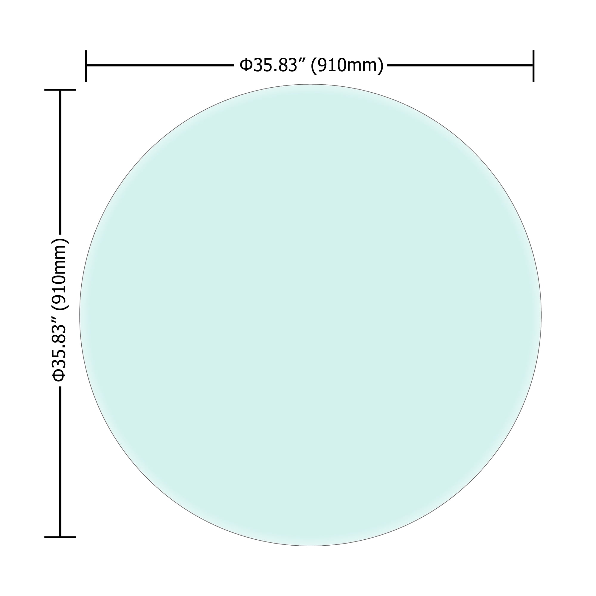 MAYEERTY 36" Round Tempered Glass Table Top, 2/5" Thick Beveled Polished Edge, Clear