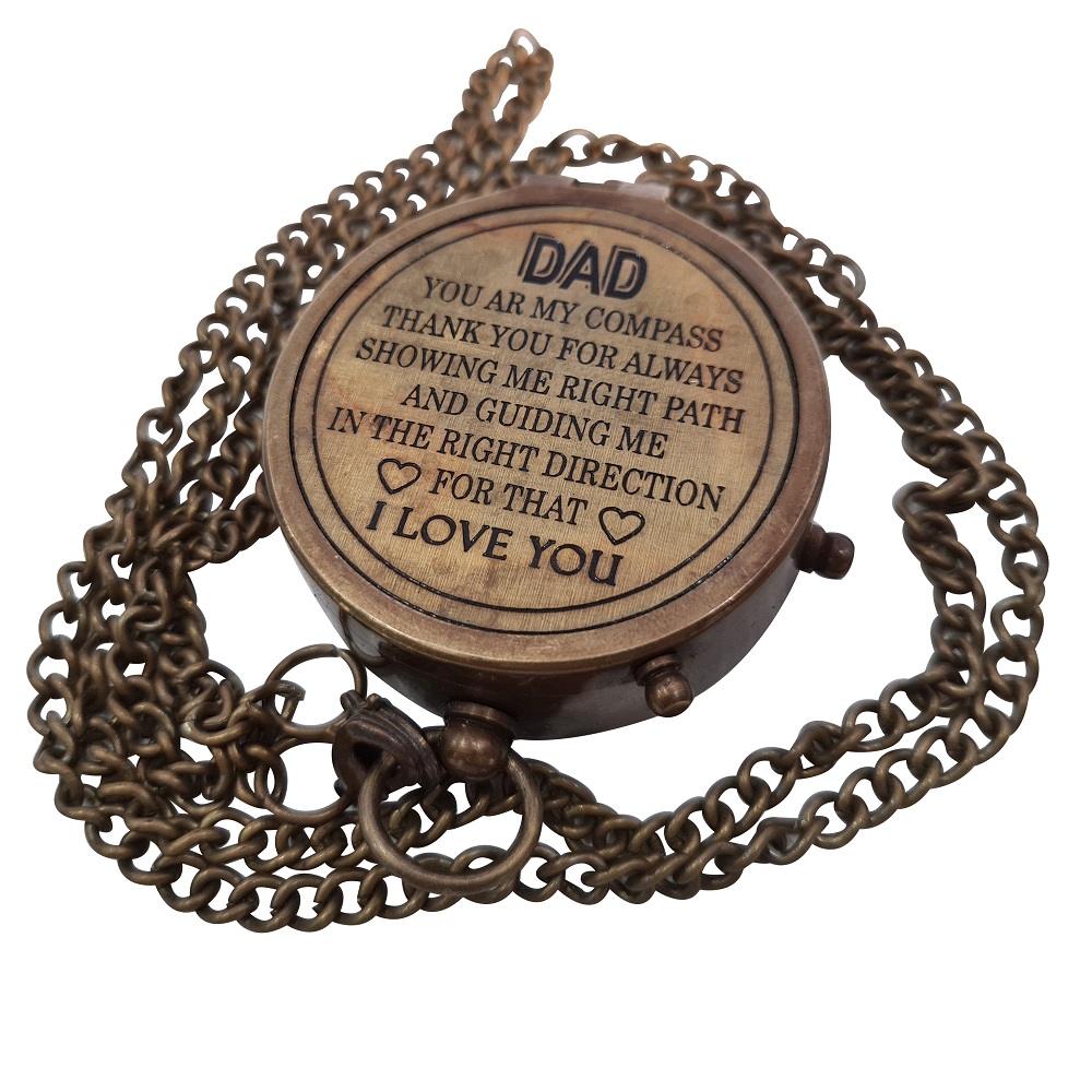 CoolectiblesBuy Vintage Nautical Brass Engrave Compass Quote for Dad Pocket Camping & Hiking Maritime Gift for Father