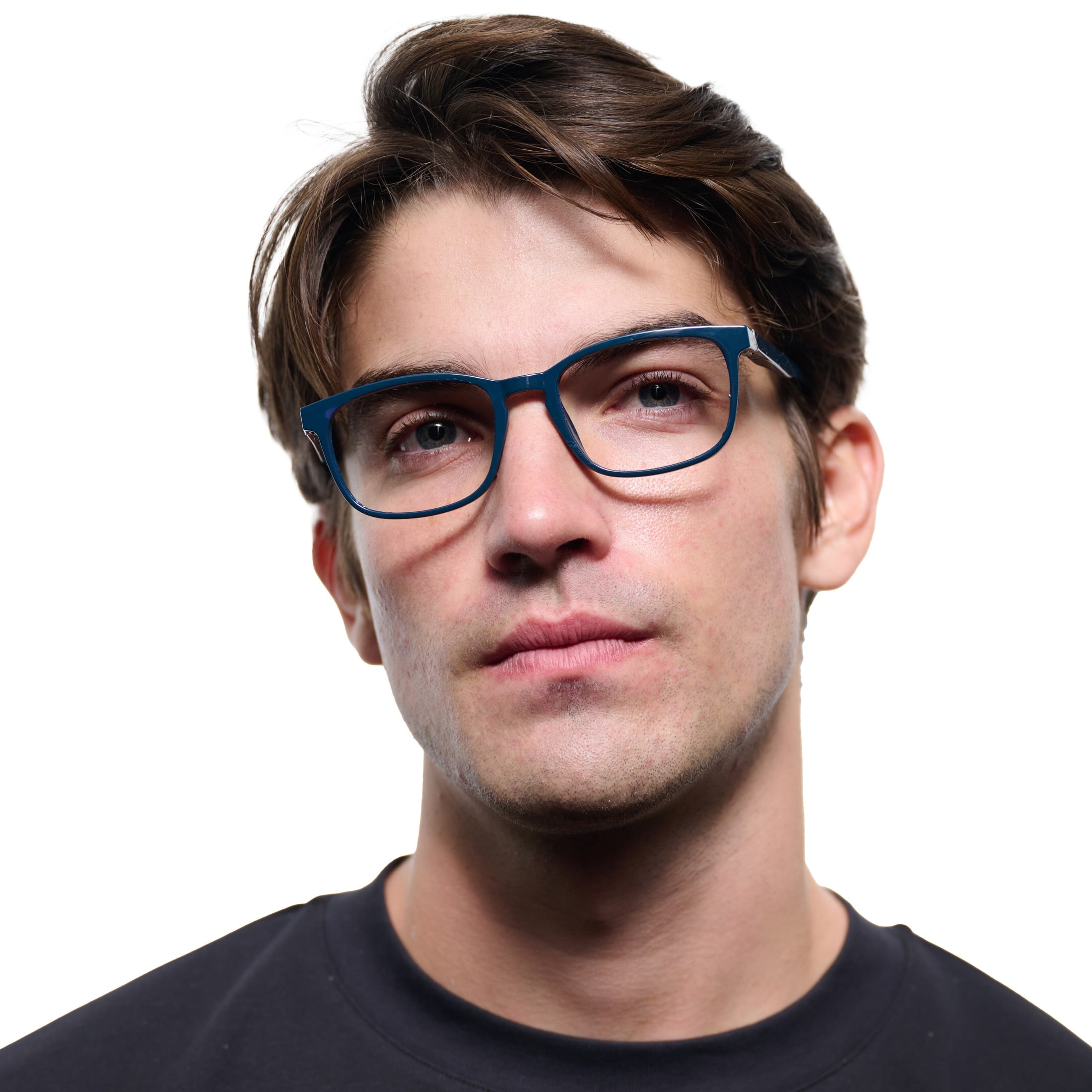 Equate Unisex Pike Bluelight Rectangular Reading Glasses with Case, Dark Grey Blue, +2.00