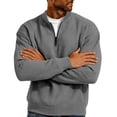 thumbnail image 5 of Mens Quarter Zip Pullover Mock Neck Waffles Quilted Sweatshirt Casual Long Sleeve Dress Casual Work Sweater Tops Long Sleeve Hoodies Men Gray XL, 5 of 6