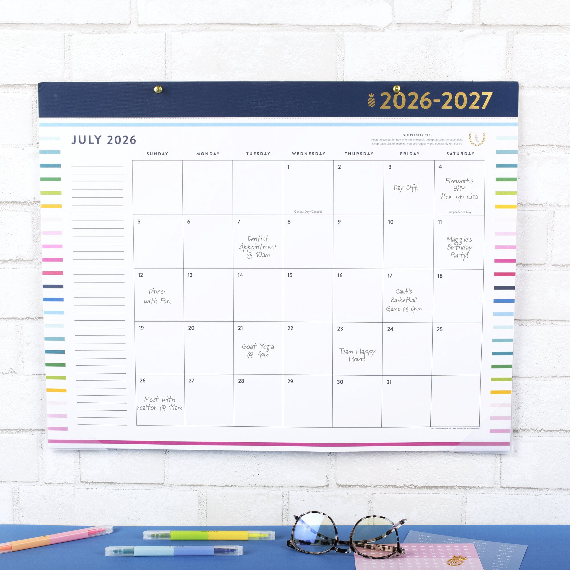 Simplified by Emily Ley for AT-A-GLANCE Academic 2026-2027 Monthly Desk Pad