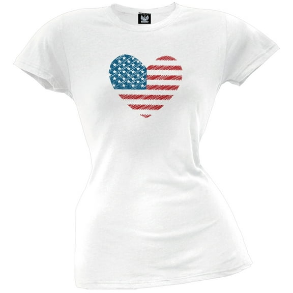 Scribble Flag Heart Juniors T-Shirt - Large