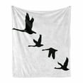 thumbnail image 1 of Freedom Soft Flannel Fleece Blanket, Silhouette of Group of Flying Birds Gulls in the Sky Season Migration Themed Image, Cozy Plush for Indoor and Outdoor Use, 50" x 60", Black White, by Ambesonne, 1 of 6