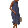 thumbnail image 4 of Sentmoon Robe de Fête Grande Taille Été 2026 à Rayures Sans Manches à Col Rond Robes de Golf pour Femmes avec Poches Coupe Régulière pour le Travail et le Bureau S, 4 of 5