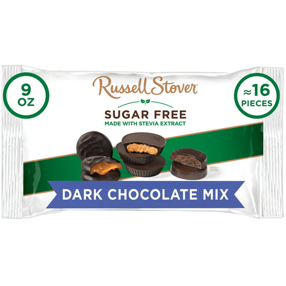 RUSSELL STOVER Sugar Free Dark Chocolate Assorted Mix Candy, 9 oz. bag (≈ 16 pieces)
