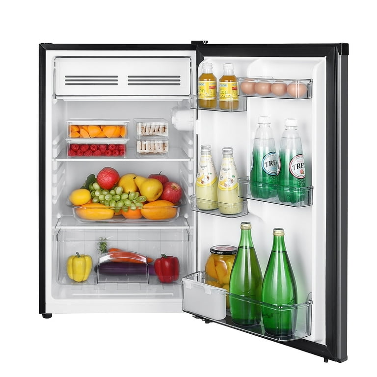 Premium Levella PRF316300HS 3.1 Cubic Foot Manual Defrost Top Freezer Mini  Refrigerator with Can Storage in Black with Stainless Steel Door
