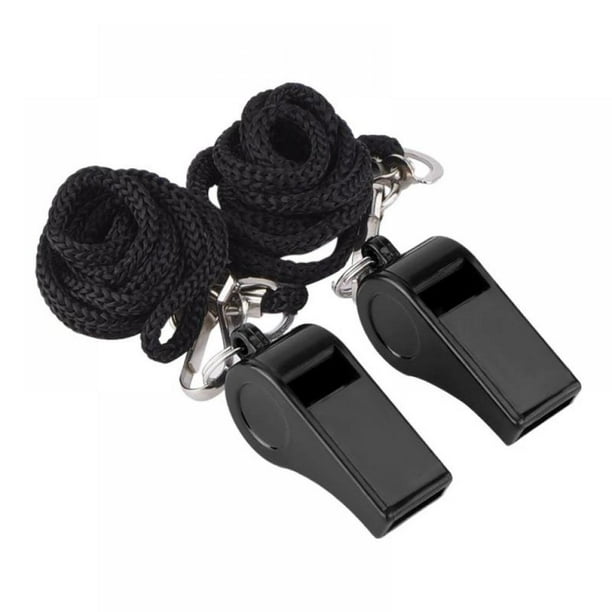 Black Whistle, 12 Packs Plastic Sports Whistles with Lanyard, Loud