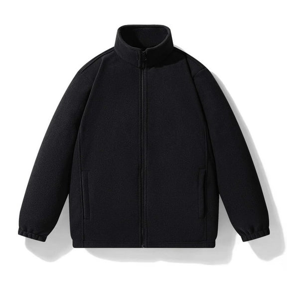 S-5X Plus Size Fleece Jackets for Men with Pockets Zip Up Sweatshirts Mock Neck Casual Solid Color Thermal Warm Long Sleeve Slim Outerwear Coats