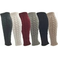 thumbnail image 2 of Leg Warmers for Women, 6 Pairs Knee High Cable Knit Warm Thermal Acrylic Winter Sleeves, 2 of 7