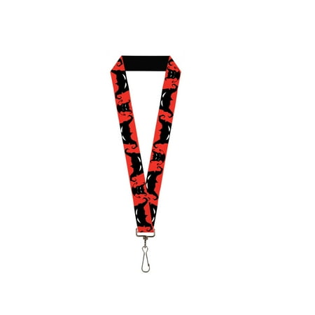 Scary Black Monster Faces All Over on Red Lanyard