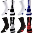 thumbnail image 1 of 4 Pares, Calcetas Deportivas para Basquetbol, Calcetines de Compresión para Hombres Transpirables y Duradero de Algodón Mid Crew, Calcetín para Futbol, Correr, Running, Gym, 4 Pares, 1 of 5