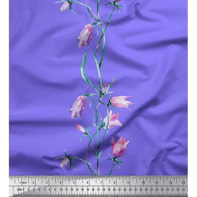 Soimoi Poly Georgette Fabric Leaves & Wild Flower Fabric Prints By Yard 52 Inch Wide