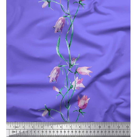 Soimoi Rayon Fabric Leaves & Wild Flower Decor Fabric Printed Yard 56 Inch Wide