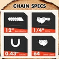 thumbnail image 6 of Anxingo 12 Inch 1/4" Pitch .043" Gauge 64 Drive Links Pole Saw Chain Replacement for Stihl MS Series, Homelite Chainsaw Chain, Replaces 71PMM3 64 -3Pcs, 6 of 8