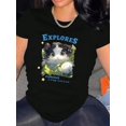 thumbnail image 1 of Camisetas para mujer, lindas camisetas con estampado gráfico, de manga corta, estilo casual, para veranoEveryday Comfort) Women's "EXLORES" Cat Graphic Tee - Casual & Sporty Round Neck Short Sleeve,, 1 of 6