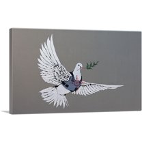 ARTCANVAS Armored Peace Dove Canvas Art Print by Banksy - Size: 18" x 12" (0.75" Deep)