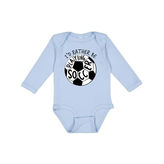 Inktastic Id Rather Be Playing Soccer Boys or Girls Long Sleeve Baby Bodysuit