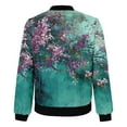 thumbnail image 5 of Floral Print Baseball Jacket for Women 2025 Fall Long Sleeve Lightweight Zip Up Casual Jackets Coat Outerwear, 5 of 6