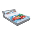 thumbnail image 2 of Ambesonne Christmas Fitted Sheet & Pillow Sham Set, Truck Winter Scenery, Full, Blue White Red, 2 of 2