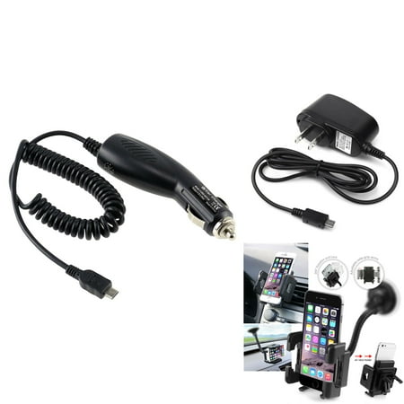 Insten Car Mount Holder+2 Charger Car AC for Samsung Galaxy S III S3 i9300 i9500 S4 IV (3-in-1 Accessory Bundle)