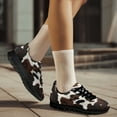thumbnail image 3 of COEQINE Brown Black Cow Print Girls Black Sole Animal Print Sneakers Lace Up Women Running Shoes for Travel Outdoor Comfortable Training Athletic Sport Shoes, 3 of 7