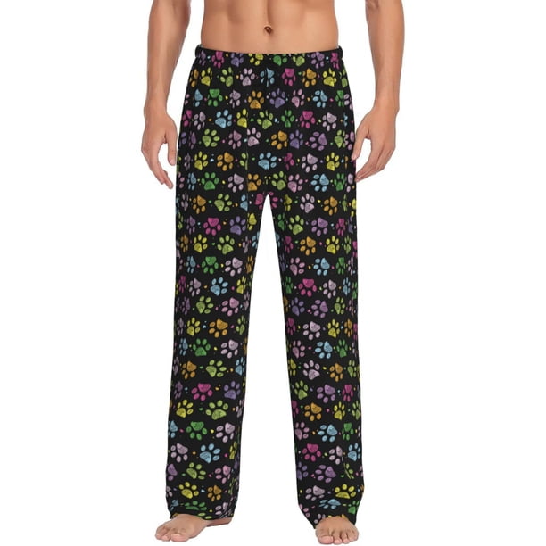 Balery Colorful Paw Pantalones de pijama para hombre, pijama ultraligero, pantalón de descanso-X-Large