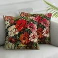 thumbnail image 3 of nygtbtfer Spring Summer Geranium Flowers Decorative Throw Pillow Set of 2, Pink Red Floral Home Sweet Home Porch Outdoor Decor, Seasonal Couch Cushion Case White, 3 of 7