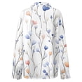 thumbnail image 4 of WTOBBY Women's Floral Print Button Down Long Sleeve Shirt, Classic Collar Casual Blouse Top with Soft Texture, Perfect for Spring Fall Office and Weekend,Sky Blue M, 4 of 6