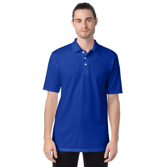 Hanes X-Temp Men's Performance Polo Shirt with Odor Control Deep Royal 2XL