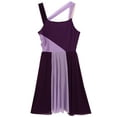 thumbnail image 5 of vastwit Womens Lyrical Dance Dress Sleeveless High Low Ballet Leotard Modern Chiffon Dancewear Violet M, 5 of 7