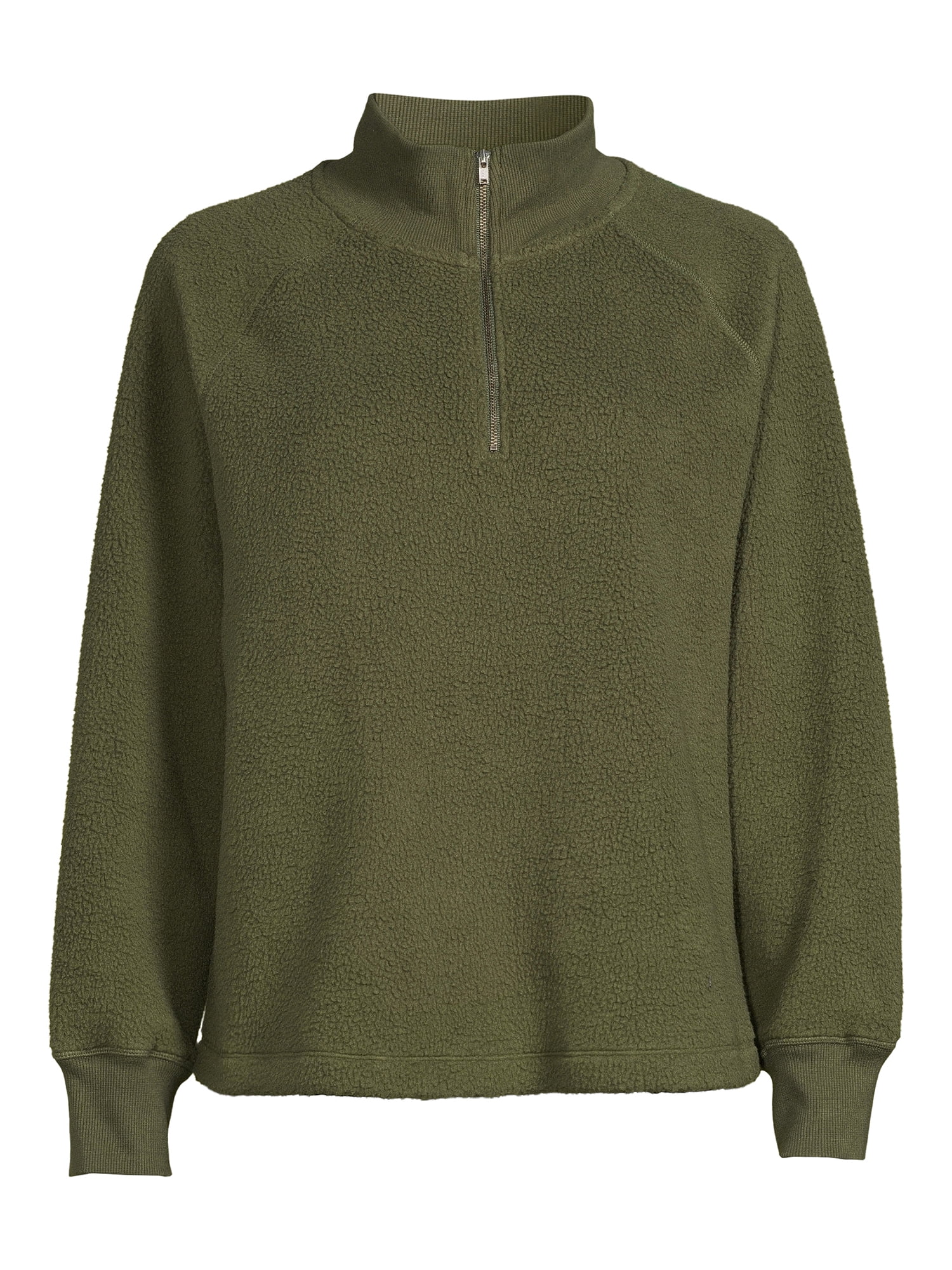 Time and Tru Women's Faux Sherpa Pullover Sweatshirt