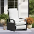 thumbnail image 3 of ATR ART to REAL Outdoor Adjustable Oversized Wicker Recliner Chair with Cushion and Aluminum Frame,White, 3 of 10