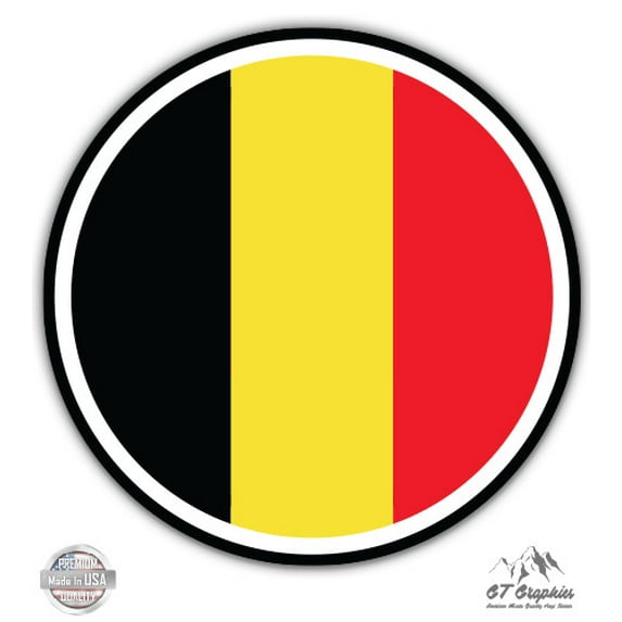 Belgium Flag - 5" Vinyl Sticker - For Car Laptop I-Pad - Waterproof Decal