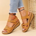 thumbnail image 6 of CAIXIA Womens Sandals Comfortable Women's Hook and Loop Strap Casual Sandals with Mid Heel Comfortable Walking Footwear for Ladies and Girls,Yellow, 6 of 7