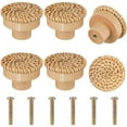 thumbnail image 3 of HEJULI 6 Pack Boho Rattan Dresser Knobs，Round Wooden Drawer Knobs Handmade Wicker Woven Decorative Pulls with 6 Pcs Screws, 3 of 7