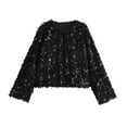 thumbnail image 2 of ClodeEU Women's Sequin Jacket ,Oversized Long Sleeve Faux Fur Coat with Sequin,Fashion Sequin Jacket Black,Womens Plus S, 2 of 5